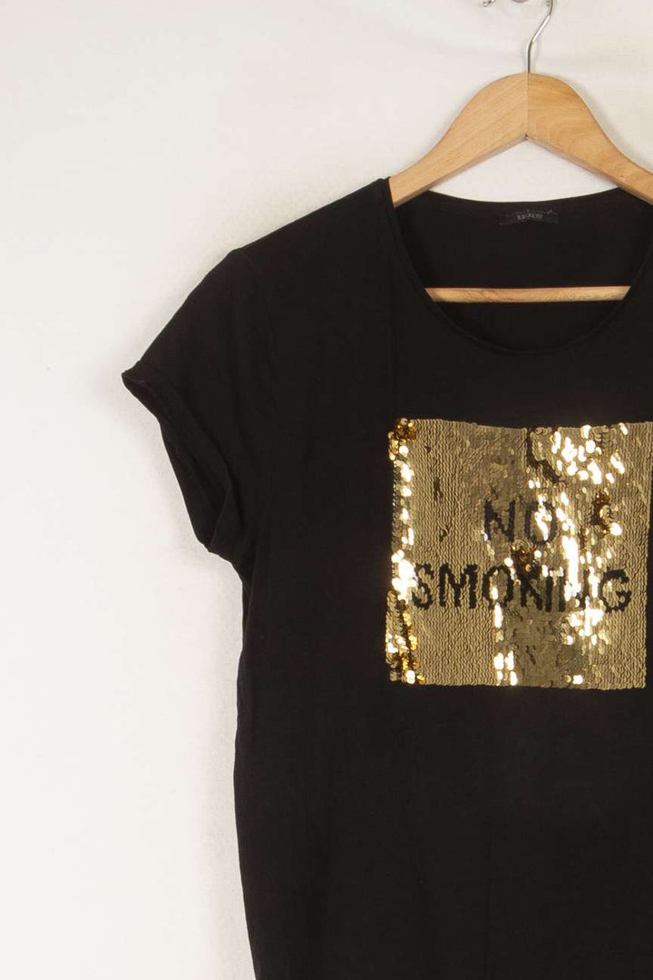 T-shirt noir avec sequins dorés - Taille M/38 de la marque IKKS | PARAD46847 - Vendu par Paradigme - Image 2