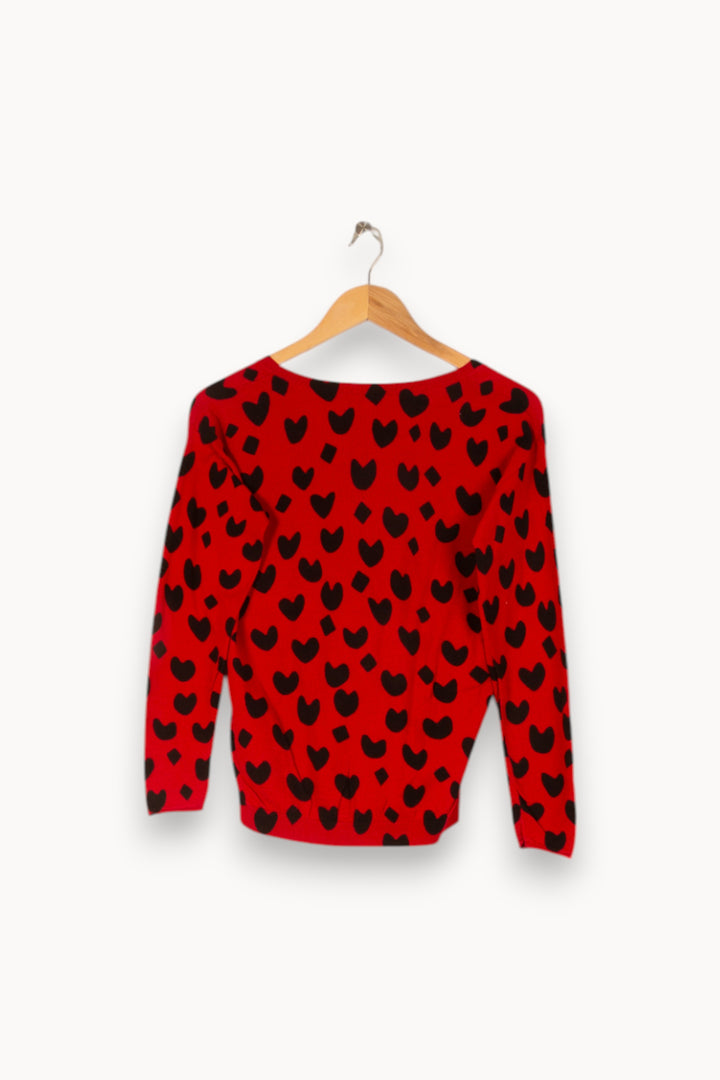 Pull bordeaux avec cœurs - Taille M/38 de la marque I.Code | PARAD46850 - Vendu par Paradigme - Image 3