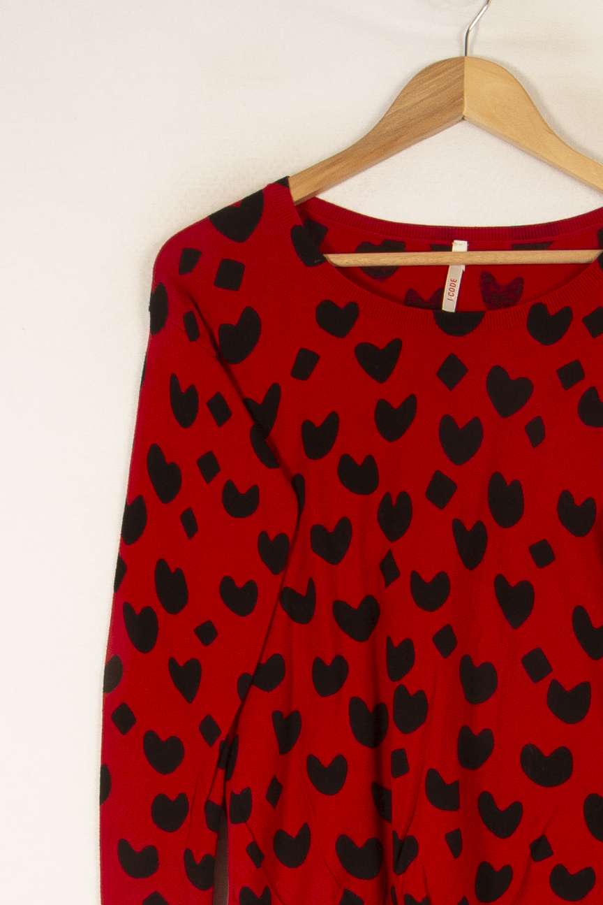 Pull bordeaux avec cœurs - Taille M/38 de la marque I.Code | PARAD46850 - Vendu par Paradigme - Image 2