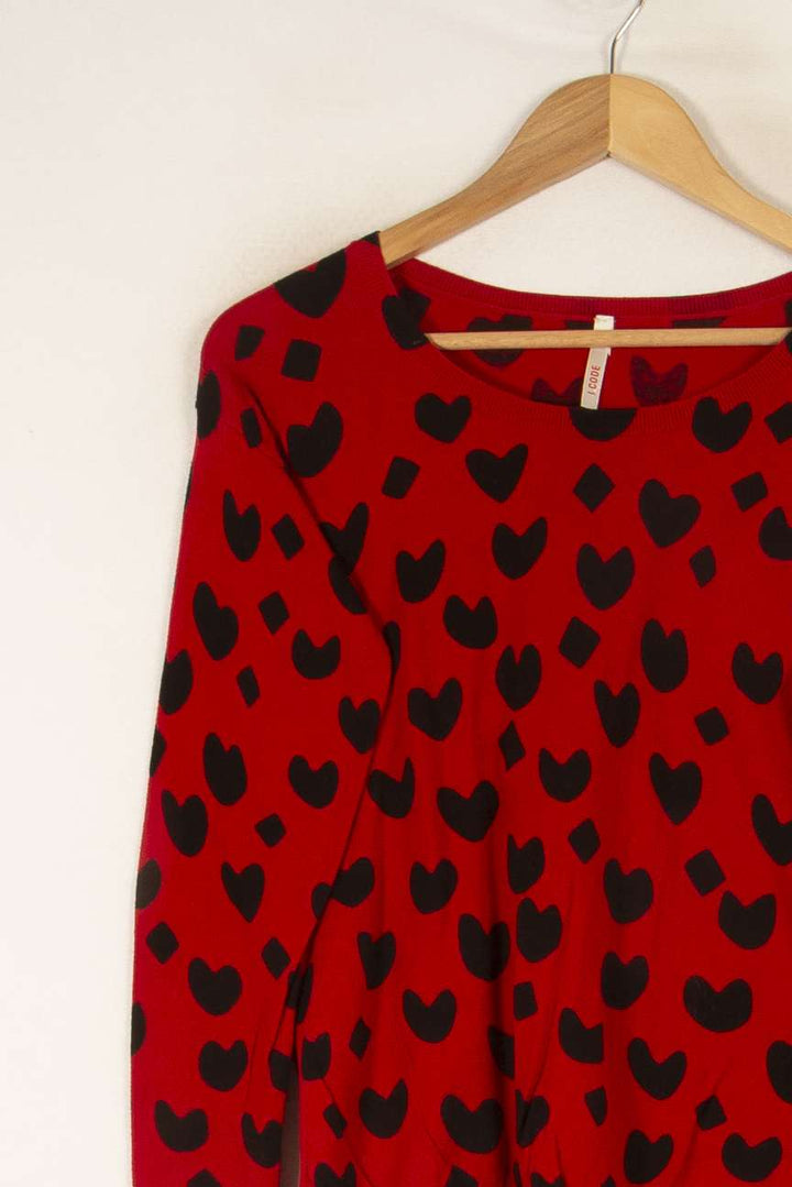 Pull bordeaux avec cœurs - Taille M/38 de la marque I.Code | PARAD46850 - Vendu par Paradigme - Image 2