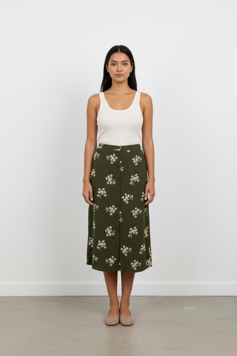 Jupe verte à motifs - Taille S/36