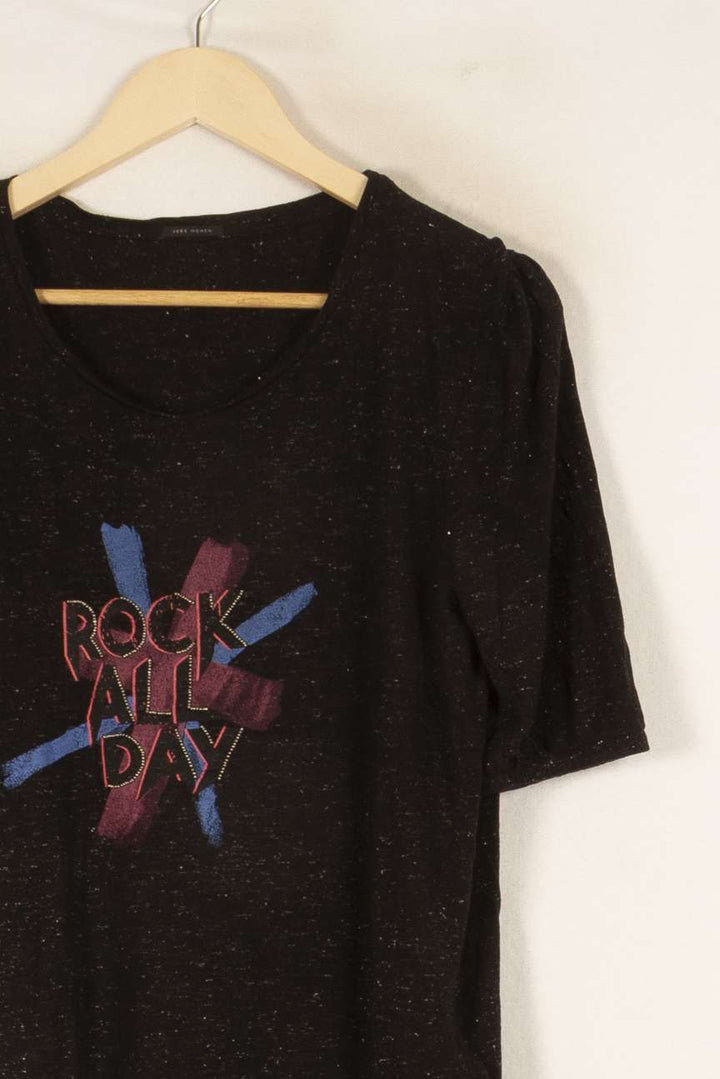T-shirt noir brillant - Taille L/40 de la marque IKKS | PARAD47008 - Vendu par Paradigme - Image 2