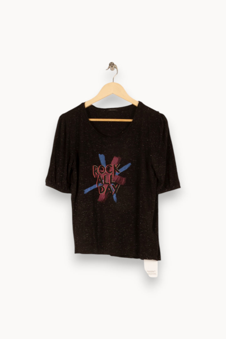T-shirt noir brillant - Taille L/40 de la marque IKKS | PARAD47008 - Vendu par Paradigme - Image 1