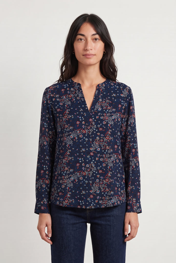 Blouse bleue foncée à motifs - Taille M/38 de la marque IKKS | PARAD47057 - Vendu par Paradigme - Image 1
