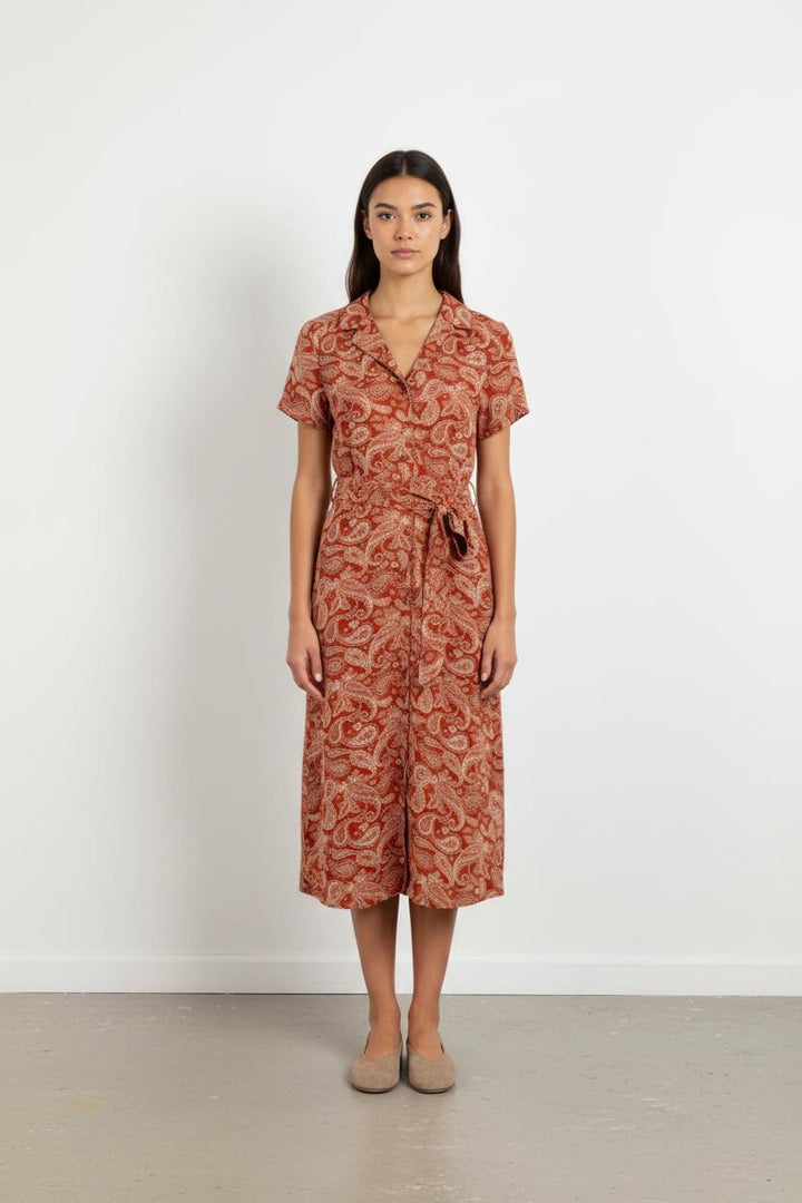 Robe rouge/marron à motifs - Taille S/36