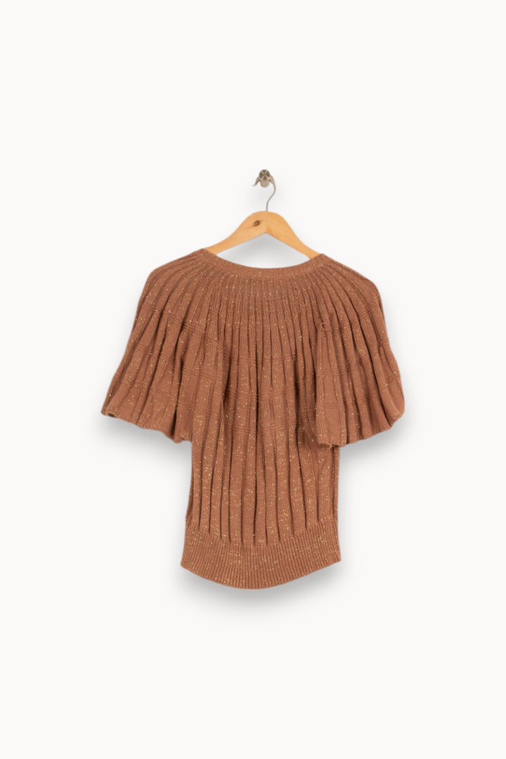 Cardigan beige/rose brillant - Taille S/36 de la marque Sandro | PARAD47194 - Vendu par Paradigme - Image 3