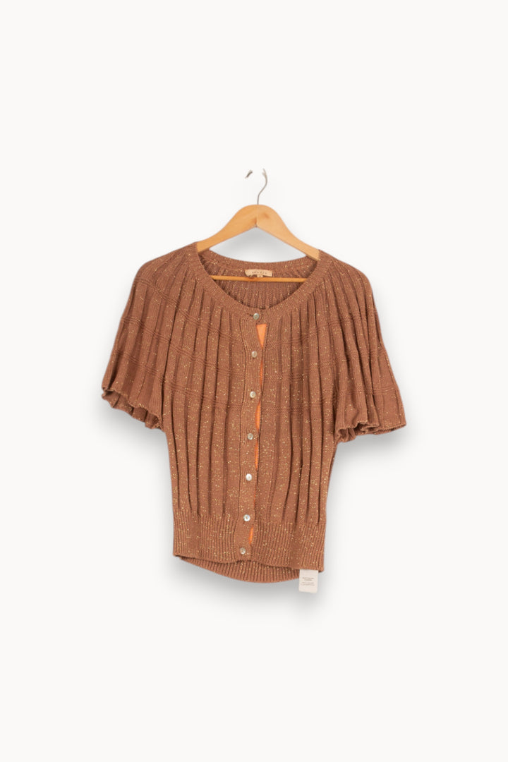 Cardigan beige/rose brillant - Taille S/36 de la marque Sandro | PARAD47194 - Vendu par Paradigme - Image 1