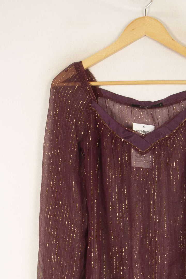 Blouse violette rayée - Taille S/36 de la marque Sandro | PARAD47250 - Vendu par Paradigme - Image 2