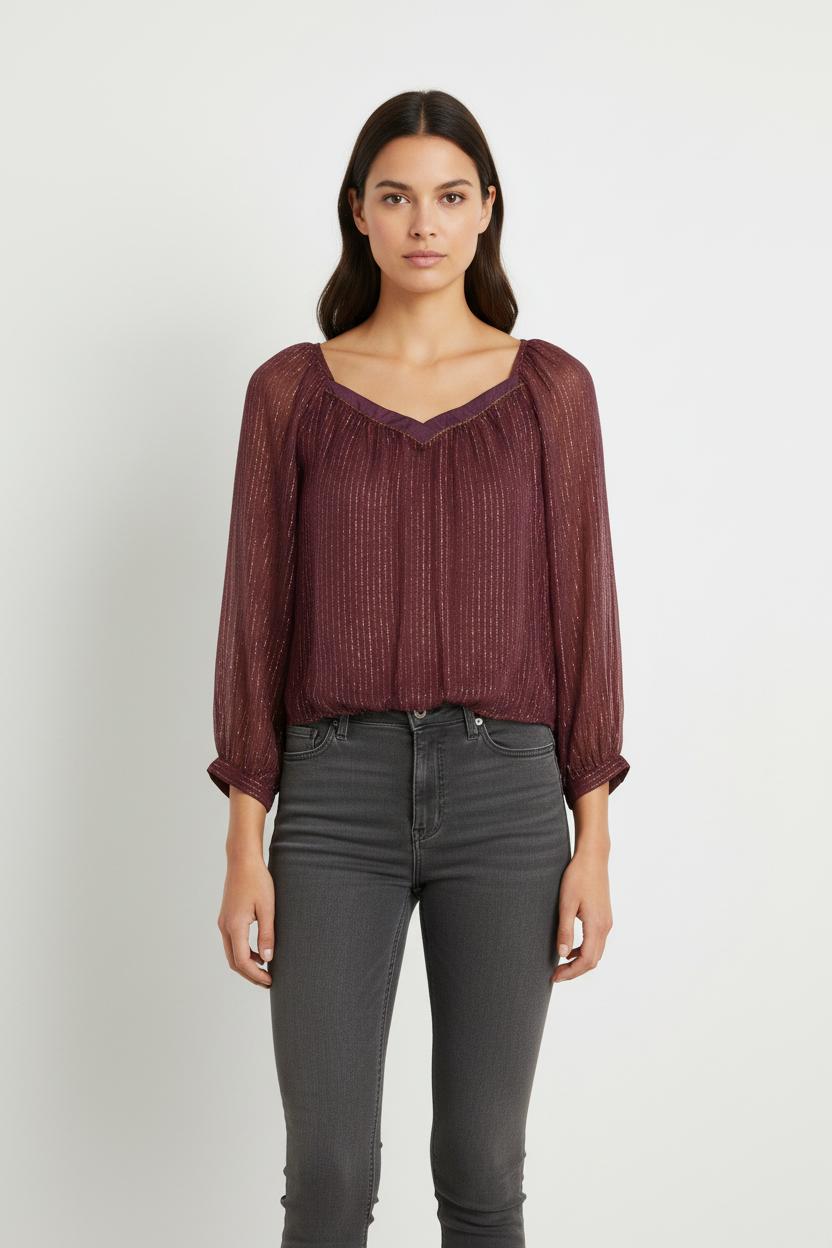 Blouse violette rayée - Taille S/36
