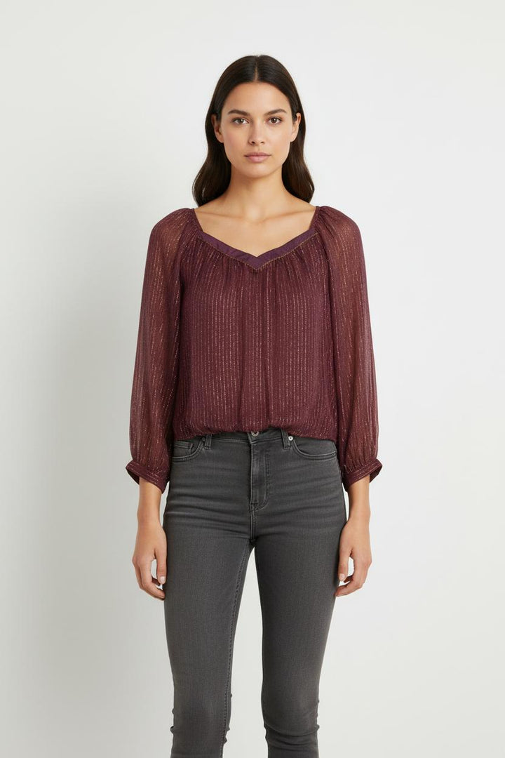 Blouse violette rayée - Taille S/36