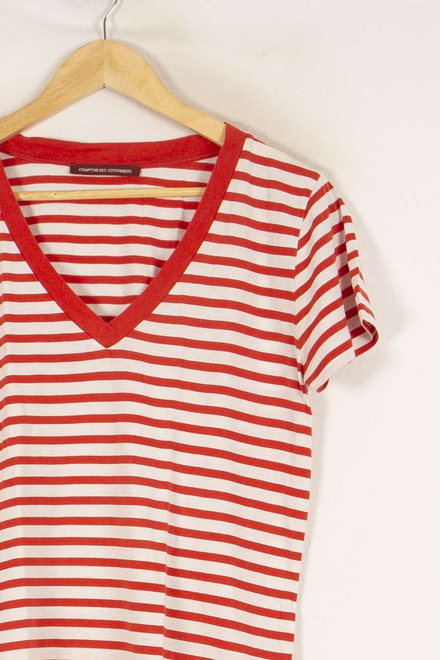 T-shirt rouge et blanc rayé - Taille M/38 de la marque Comptoir des Cotonniers | PARAD47257 - Vendu par Paradigme - Image 2