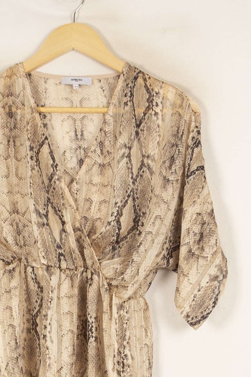 Blouse beige à motif crocodile - Taille S/36 de la marque Suncoo | PARAD47272 - Vendu par Paradigme - Image 2