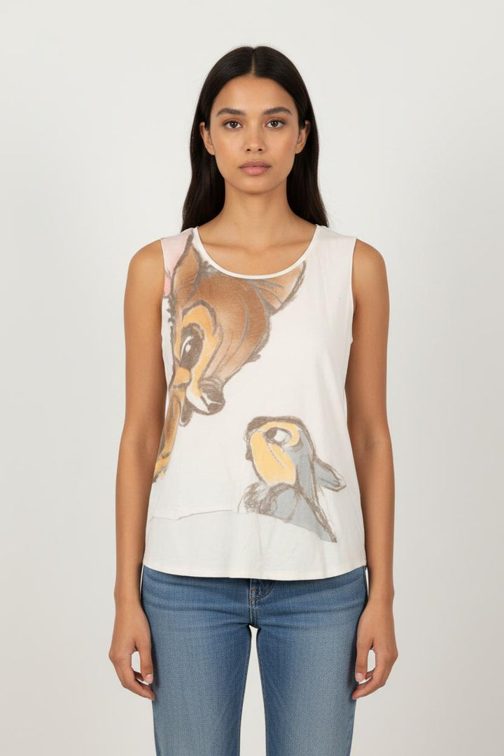 T-shirt blanc à motifs - Taille S/36