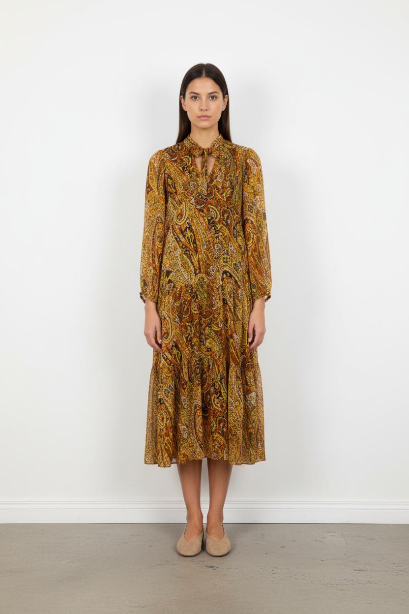 Robe longue jaune à motifs - Taille M/38