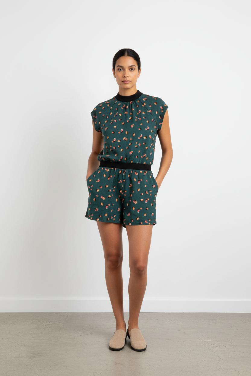 Combishort vert à motif - Taille S/36