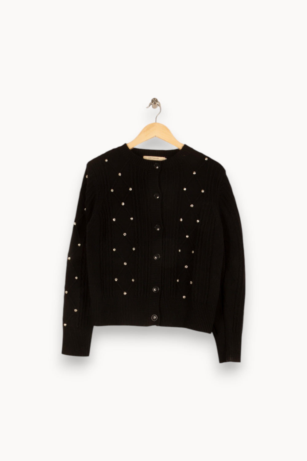 Cardigan noir avec strass - Taille S/36 de la marque La Fée Maraboutée | PARAD47535 - Vendu par Paradigme - Image 1