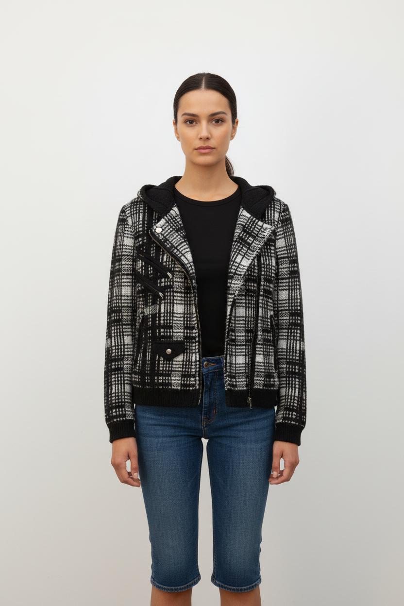 Veste à capuche noire et blanche - Taille S/36