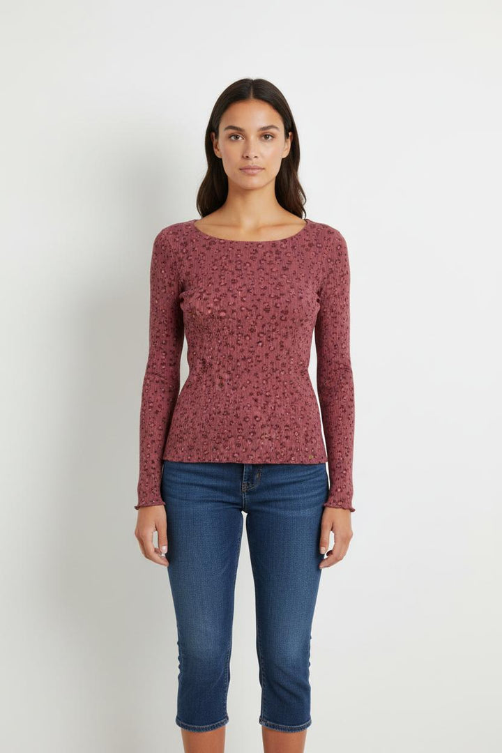 Top à manches longues violet léopard - Taille S/36