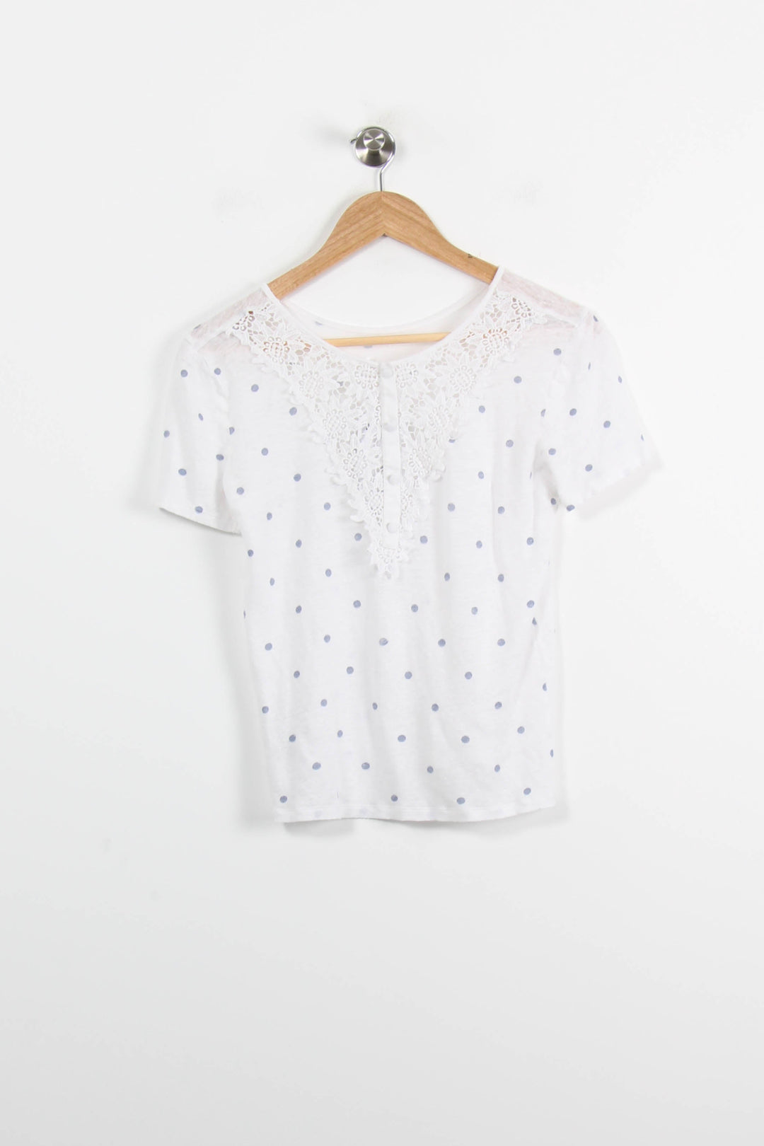 T-shirt blanc à pois - Taille S/36