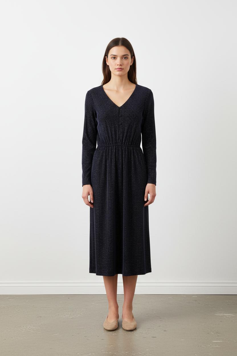 Robe longue bleu foncé brillante - Taille XS/34