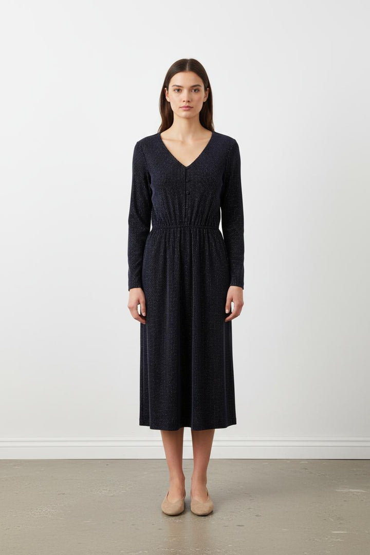 Robe longue bleu foncé brillante - Taille XS/34