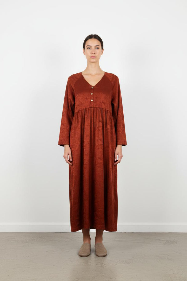 Robe longue marron brillante - Taille L/40