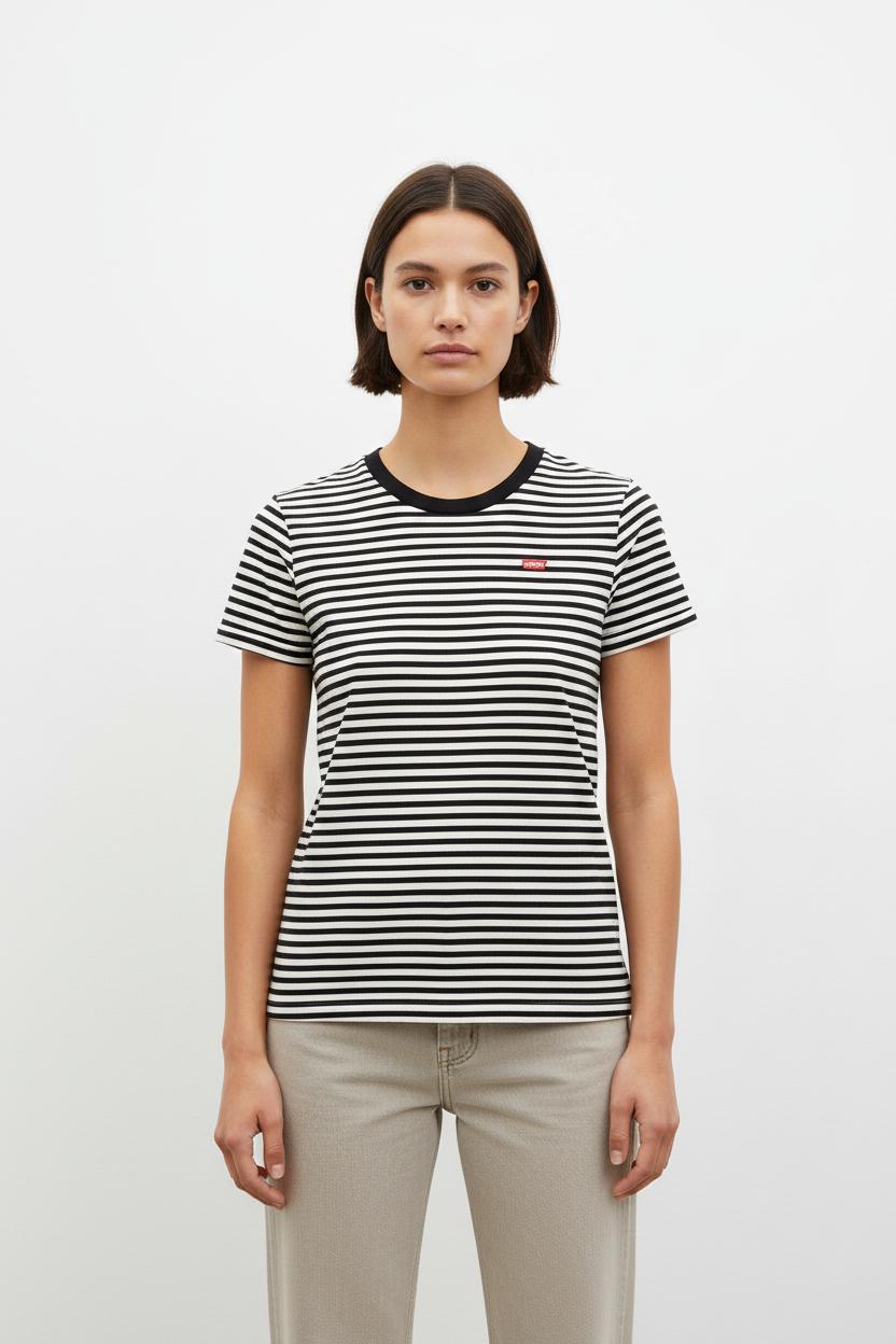T-shirt noir et blanc rayé - Taille S/36