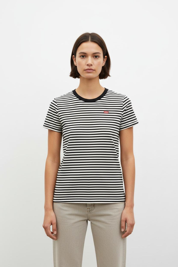T-shirt noir et blanc rayé - Taille S/36