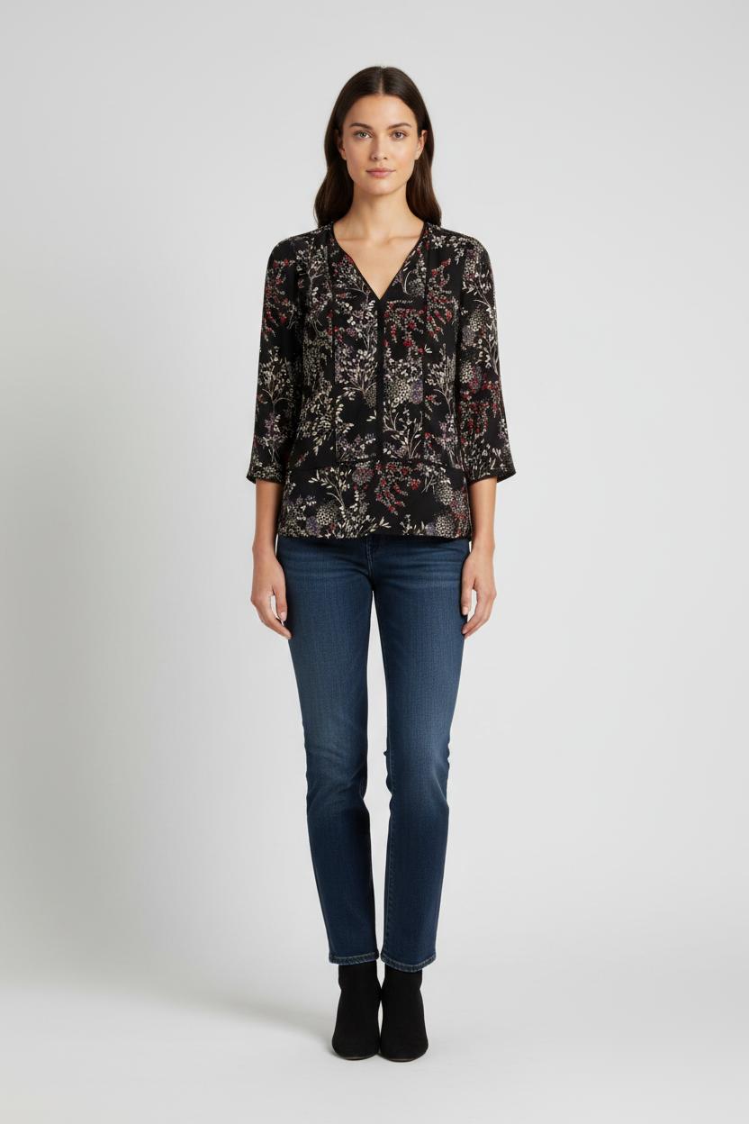 Blouse noire à motifs - Taille S/36
