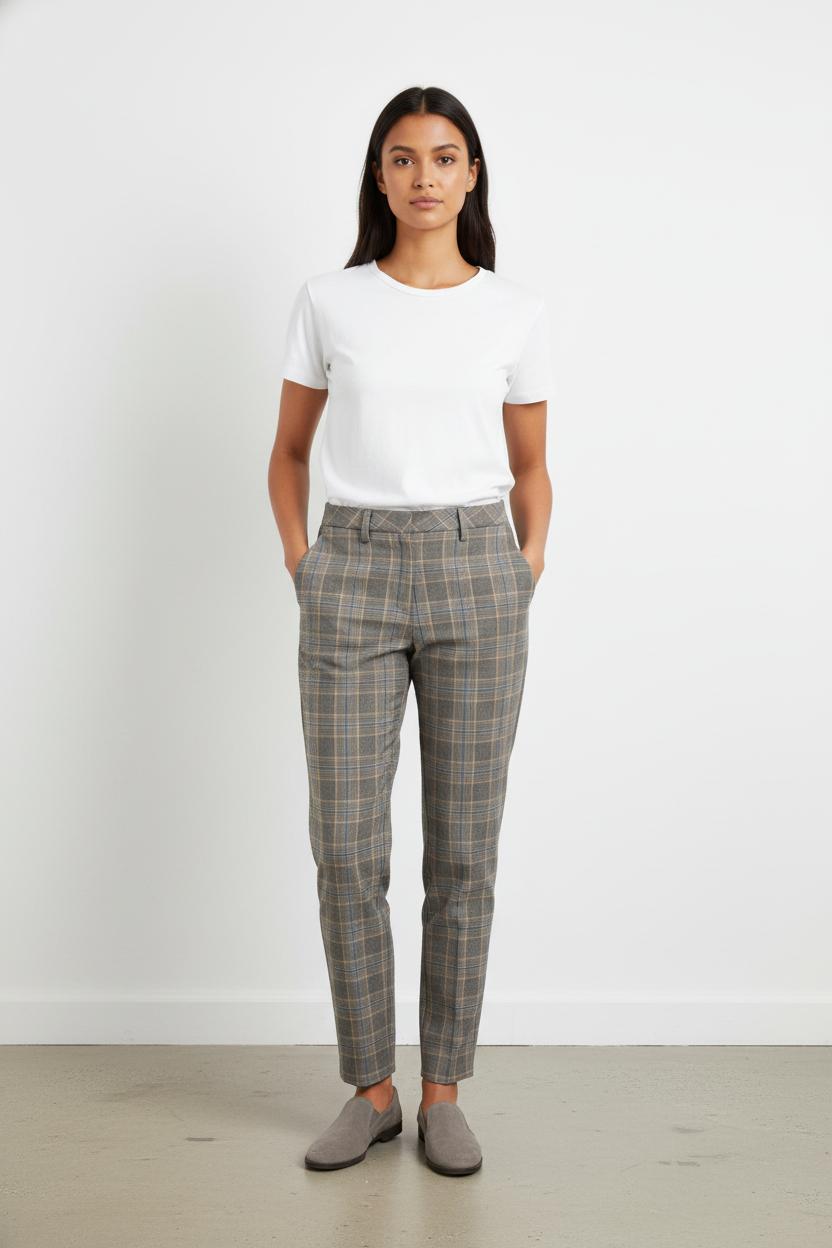 Pantalon gris à carreaux - Taille XS/34