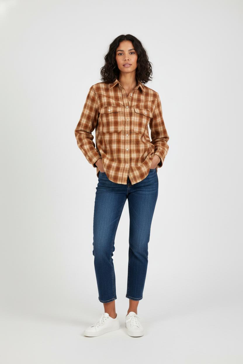Chemise marron à carreaux - Taille S/36