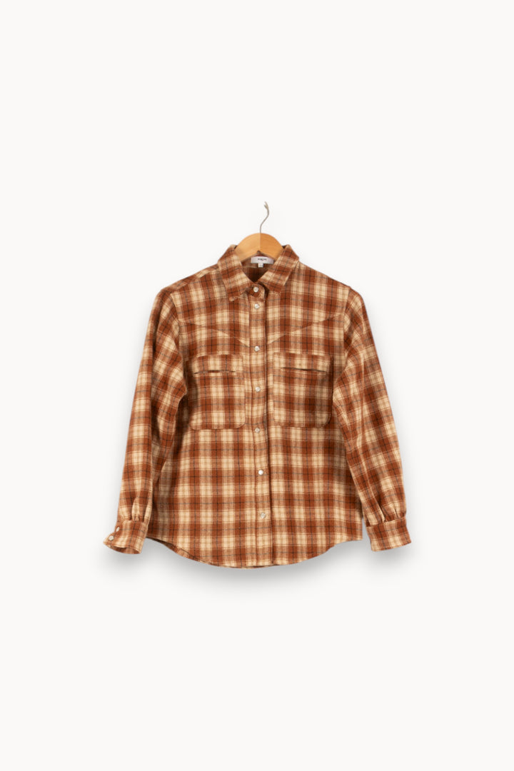 Chemise marron à carreaux - Taille S/36 de la marque Suncoo | PARAD47748 - Vendu par Paradigme - Image 1