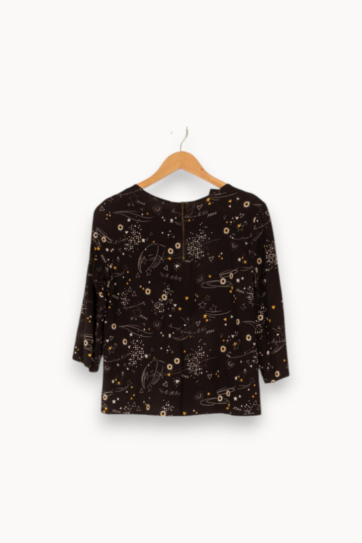 Blouse noire à motifs - Taille L/40 de la marque I.Code | PARAD47826 - Vendu par Paradigme - Image 3