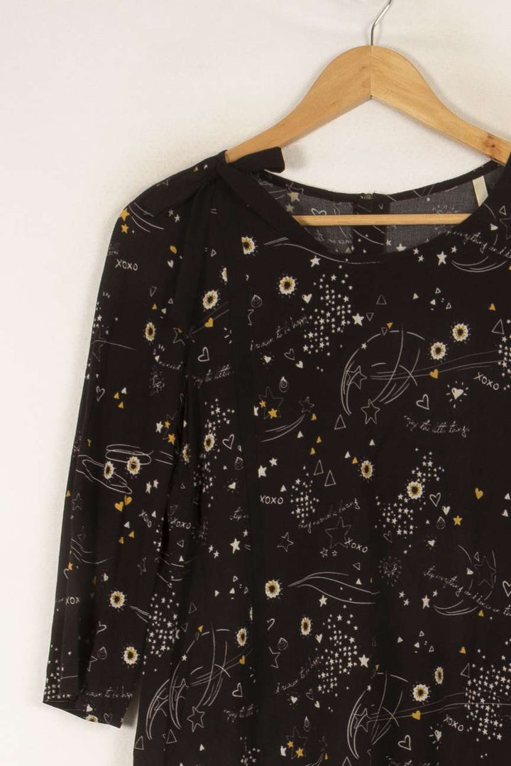 Blouse noire à motifs - Taille L/40 de la marque I.Code | PARAD47826 - Vendu par Paradigme - Image 2