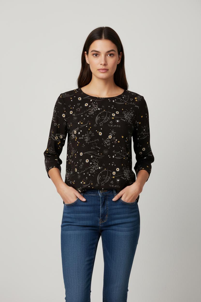Blouse noire à motifs - Taille L/40