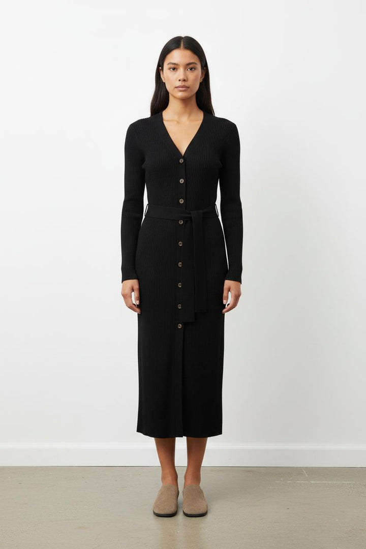 Robe côtelée noire - Taille S/36