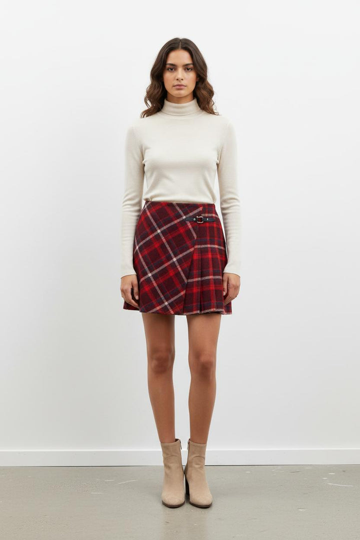 Jupe bordeaux à carreaux - Taille M/38
