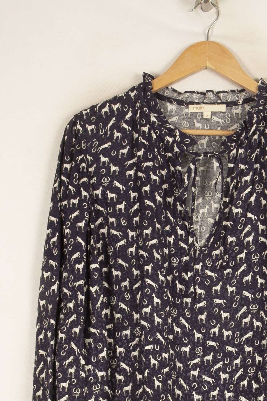 Blouse bleue à motifs - Taille L/40 de la marque Maje | PARAD47904 - Vendu par Paradigme - Image 2