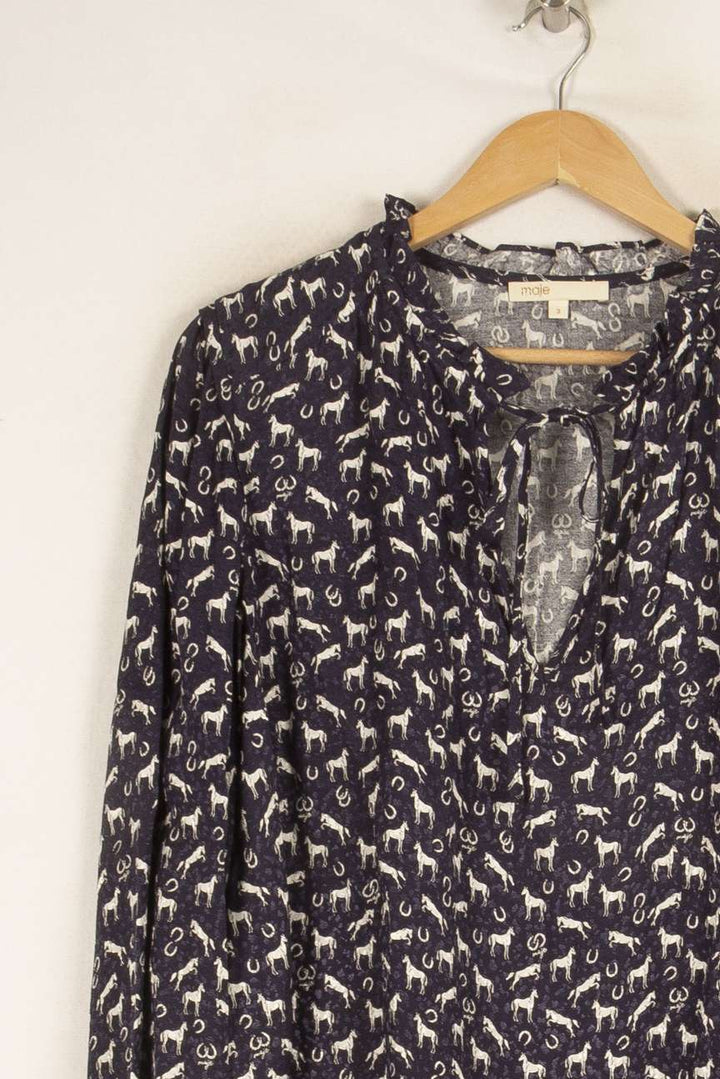Blouse bleue à motifs - Taille L/40 de la marque Maje | PARAD47904 - Vendu par Paradigme - Image 2