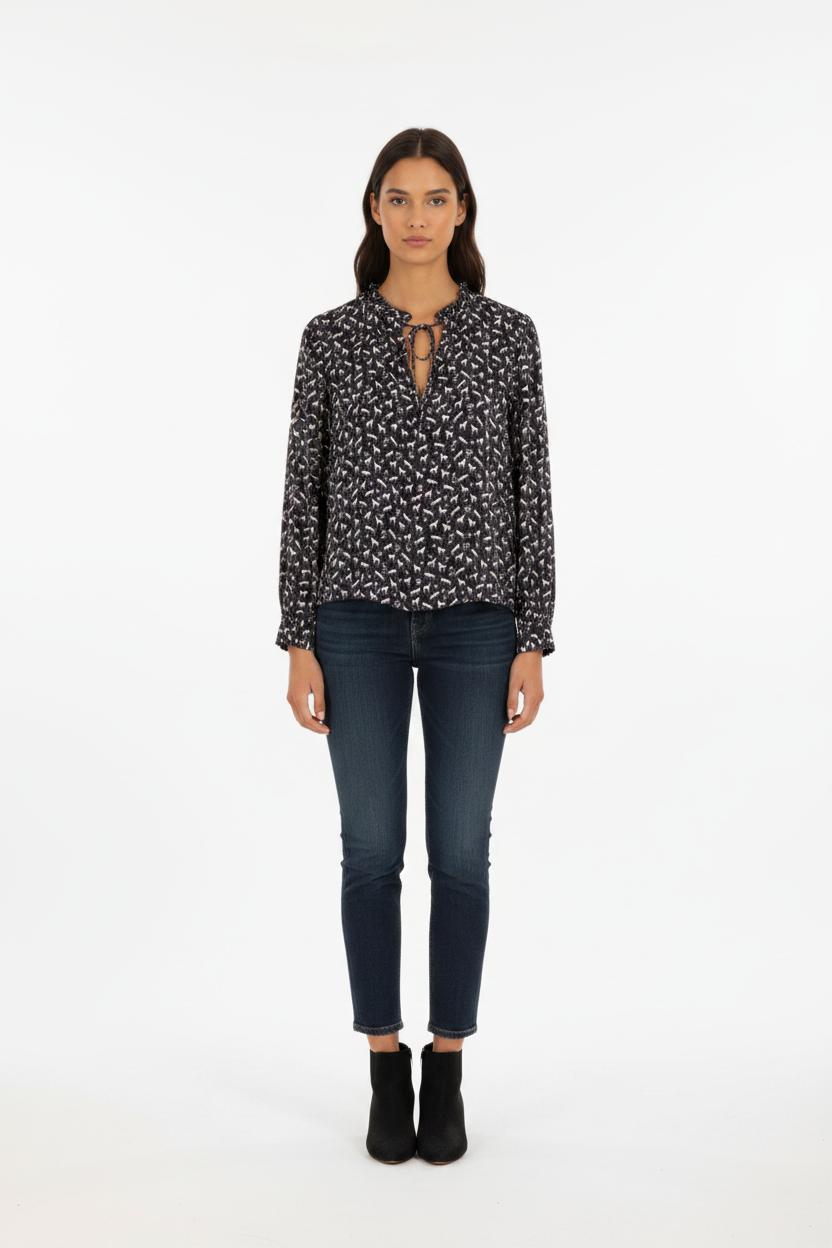 Blouse bleue à motifs - Taille L/40