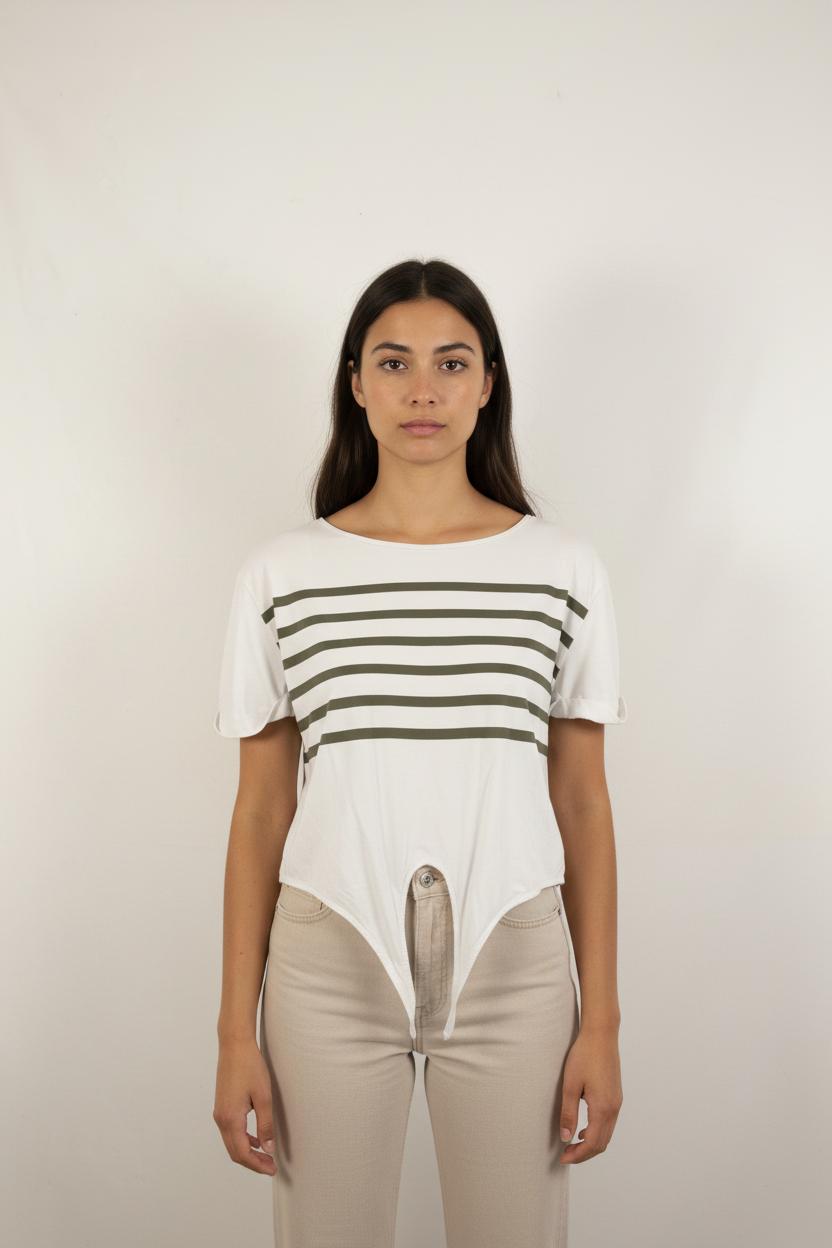 T-shirt blanc rayé - Taille XL/42