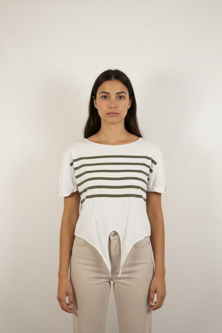 T-shirt blanc rayé - Taille XL/42