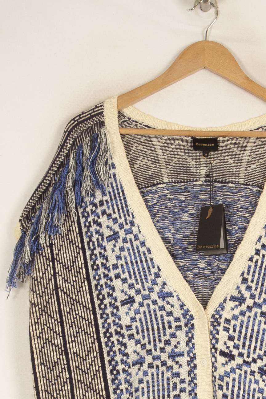 Cardigan en maille bleu et blanc - Taille S/36 de la marque Bérénice | PARAD47935 - Vendu par Paradigme - Image 2