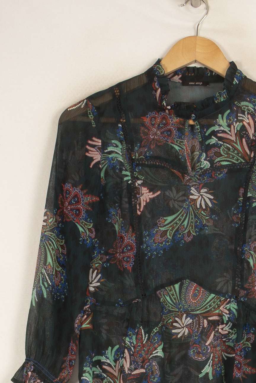 Blouse verte à motifs - Taille XS/34 de la marque One Step | PARAD47973 - Vendu par Paradigme - Image 2