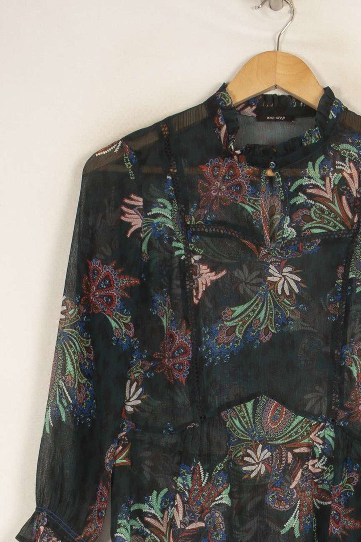 Blouse verte à motifs - Taille XS/34 de la marque One Step | PARAD47973 - Vendu par Paradigme - Image 2