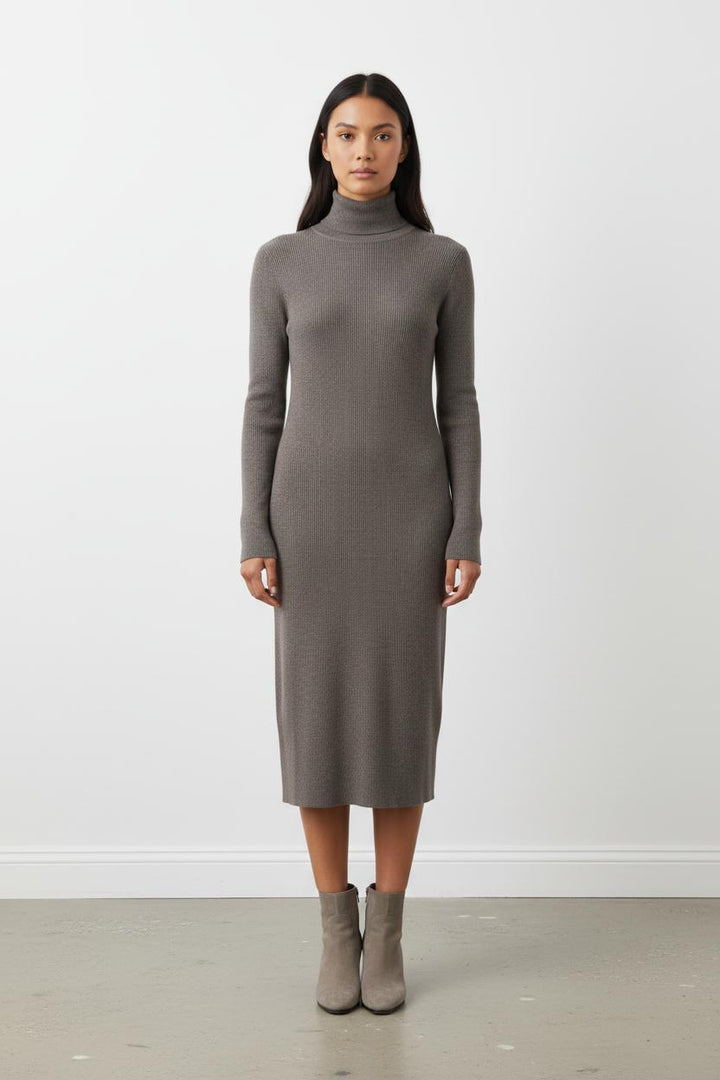 Robe longue côtelée grise - Taille M/38