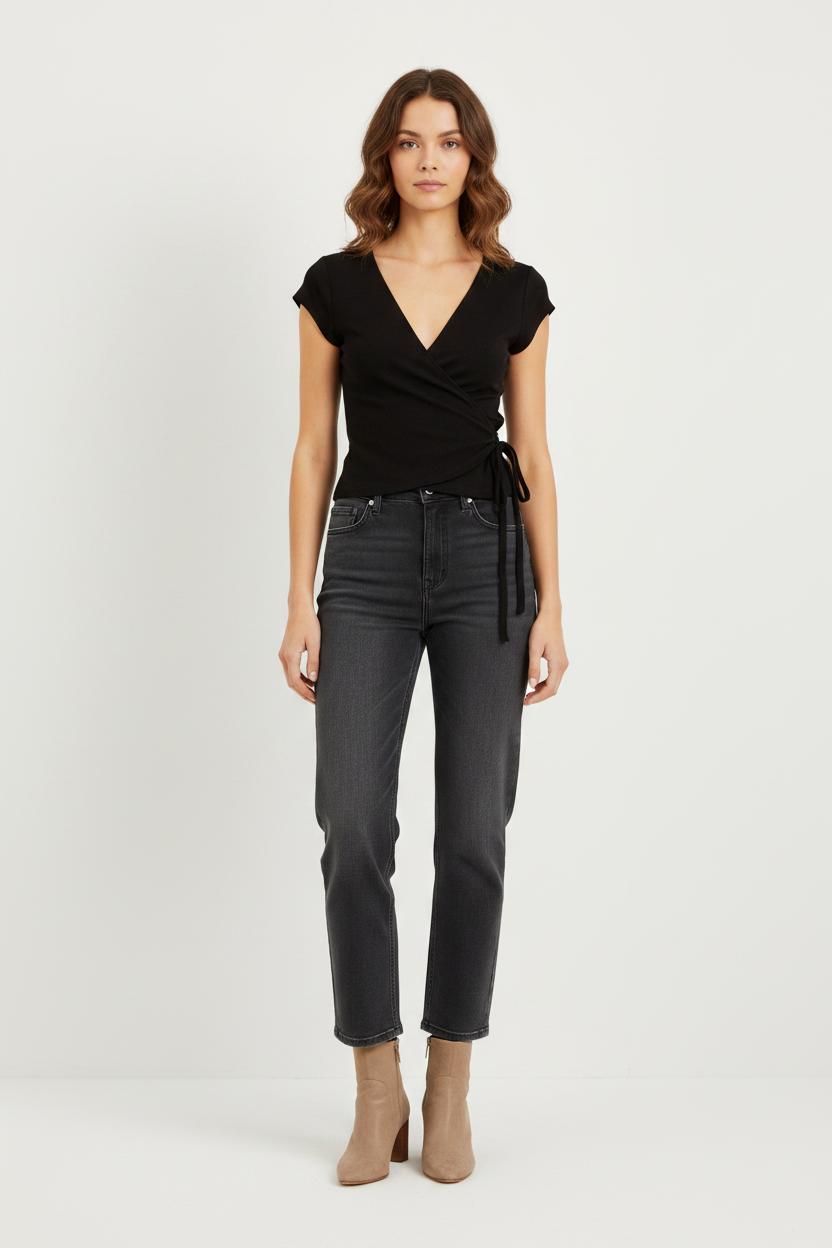 Top à nouer noir - Taille M/38