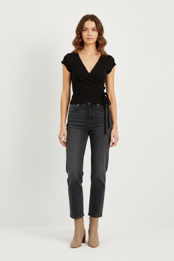 Top à nouer noir - Taille M/38