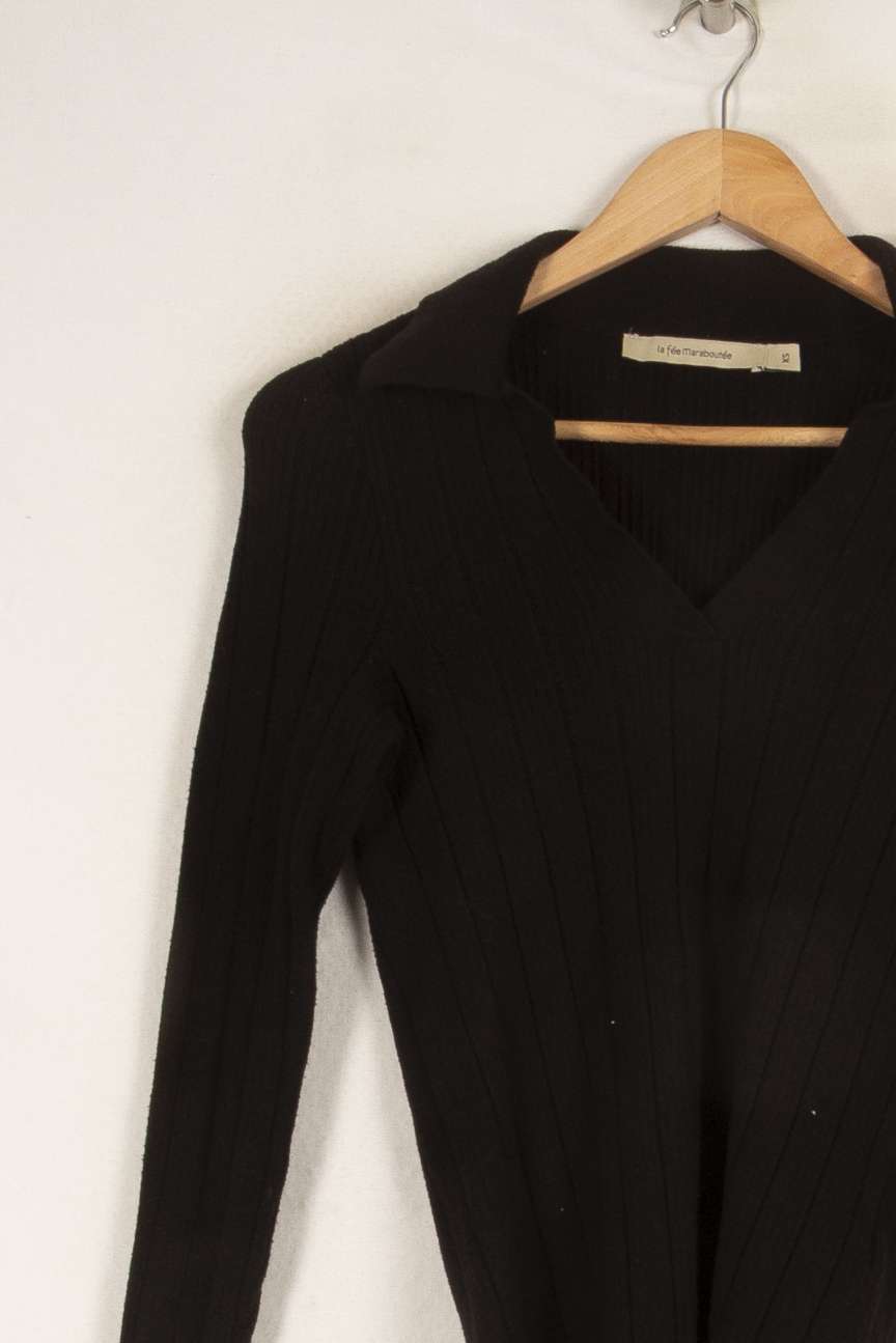 Pull côtelé noir - Taille XS/34 de la marque La Fée Maraboutée | PARAD48002 - Vendu par Paradigme - Image 2
