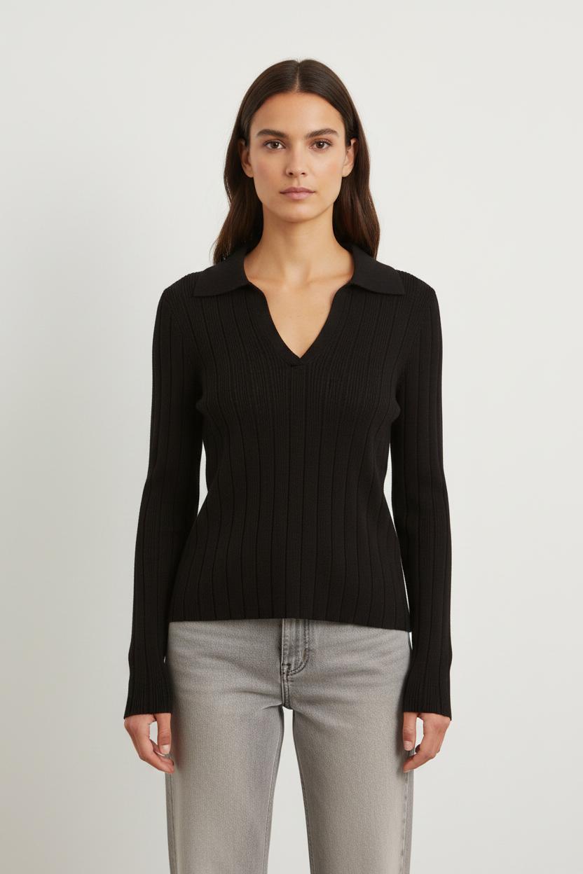 Pull côtelé noir - Taille XS/34